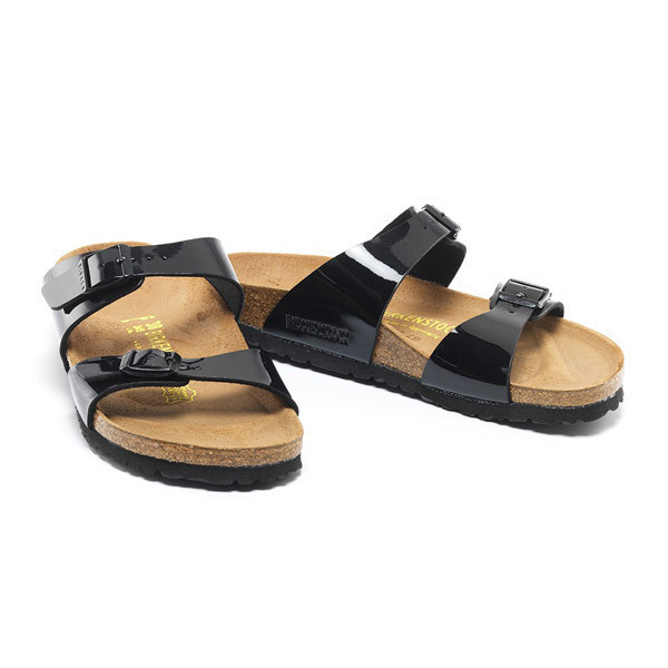 Birkenstock - Sandales Femme Sydney Vernis Noir Birko-FlorÂ®