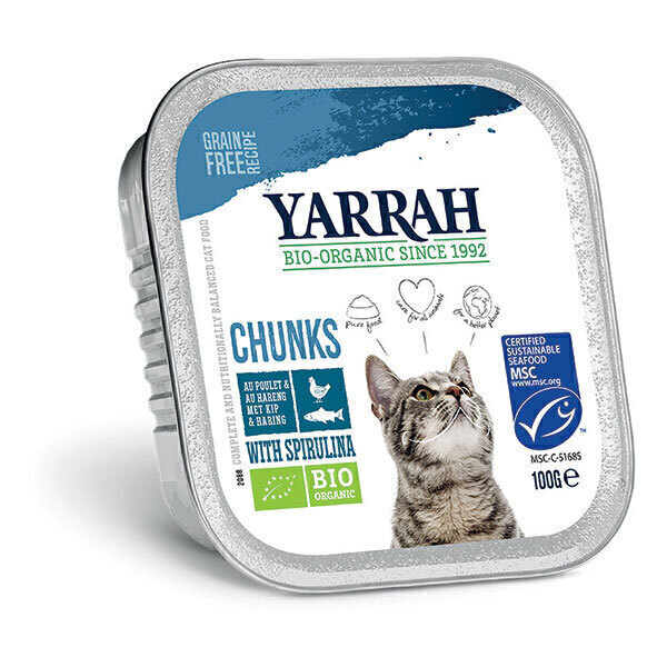 Yarrah - Bouchées pour chat barquette Poisson 100g