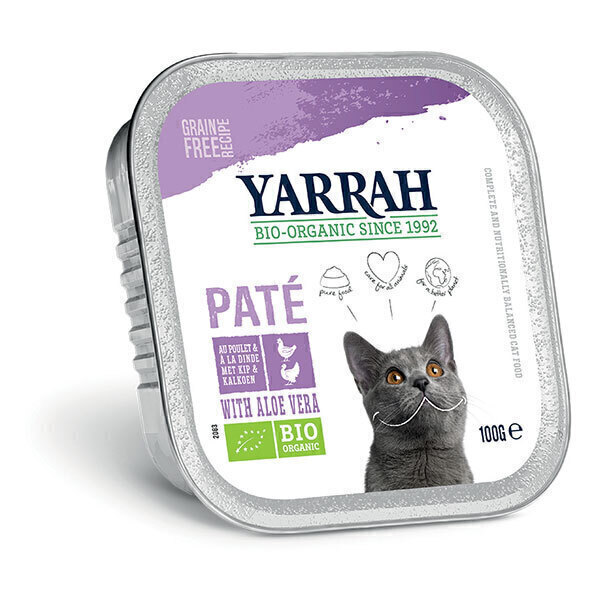 Yarrah - Pâtée pour chat barquette Poulet et Dinde 100g