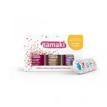 Namaki - Coffret 3 vernis base d'eau - Framboise, Or, Fuchsia + lime