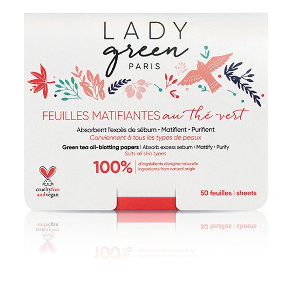 Lady Green - Feuilles matifiantes au thé vert x50