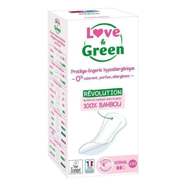 Love & Green - 30 Protèges-slips hypoallergéniques 0%
