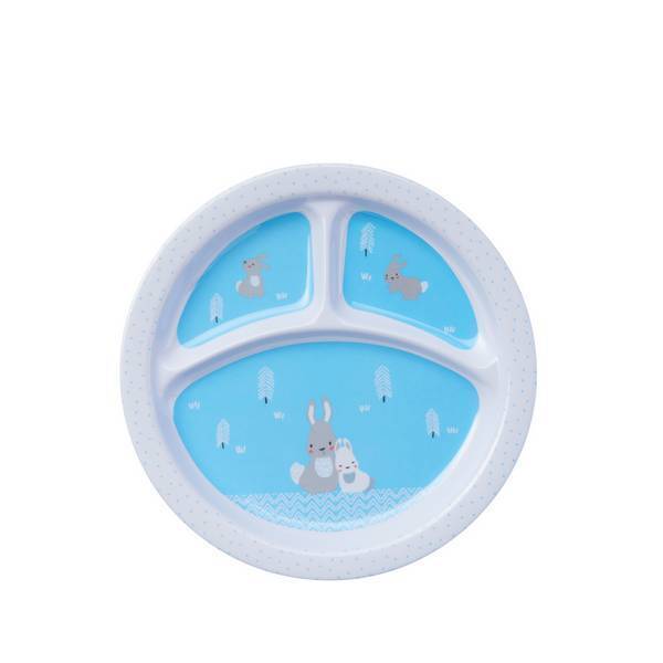 Tex Baby - Assiette à compartiments mélamine - Animo bleu Tex Baby - Assiette à compartiments mélamine - Animo bleu