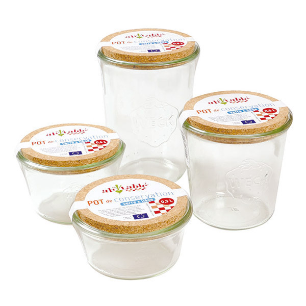 thé et café Boule de liège M/&W Ensemble de bocaux assortis pour sucre Ensemble de 3 Bocaux de rangement en verre transparent