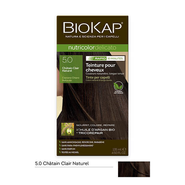 Biokap - Coloration Nutricolor Rapid 5.0 Châtain clair naturel 135ml Biokap - Coloration Nutricolor Rapid 5.0 Châtain clair naturel 135ml