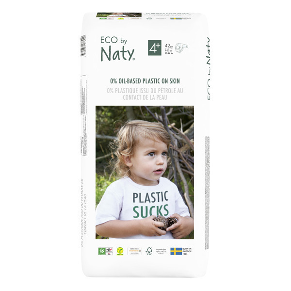 Eco by Naty - Lot 6x24 Couches écologiques - Taille 4+, 9-20kg Eco by Naty - Lot 6x24 Couches écologiques - Taille 4+, 9-20kg