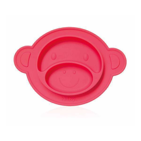 Nuby - Assiette anti-dérapante singe silicone rouge Nuby - Assiette anti-dérapante singe silicone rouge