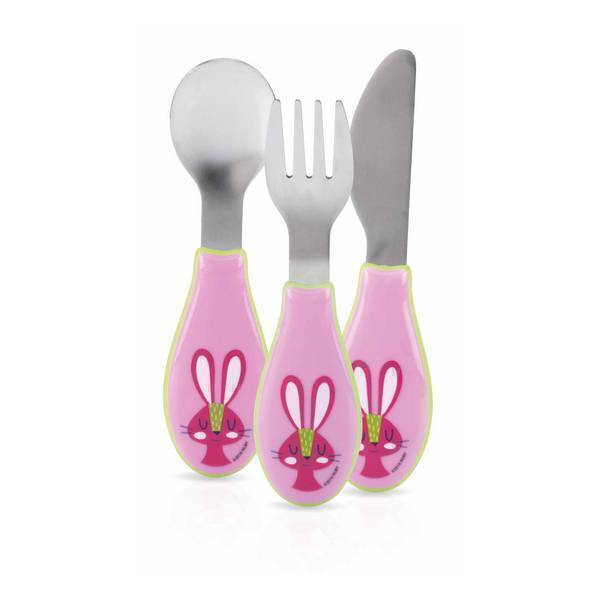 Nuby - Couverts en inox Easy Grip Rose dès 12 mois Nuby - Couverts en inox Easy Grip Rose dès 12 mois