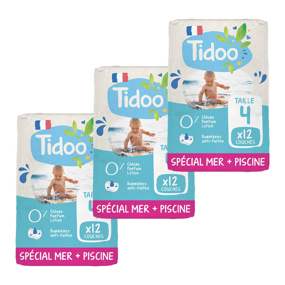 Tidoo - Pack 3x12 Culottes de Bain T4 8-15kg Hypoallergéniques