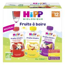 HiPP - Gourdes fruits à boire 3 saveurs 8x120ml