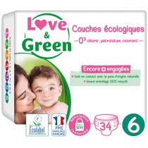 Love & Green - 34 Couches hypoallergéniques Jumbo - T6, 15Kg et +