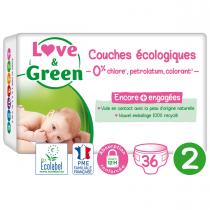Love & Green - 36 Couches hypoallergéniques - T2, 3-6Kg