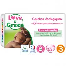 Love & Green - 52 Couches hypoallergéniques Jumbo - T3, 4-9Kg