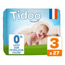 Tidoo - Pack 4x27 Couches T3 4-9kg Hypoallergéniques Nature