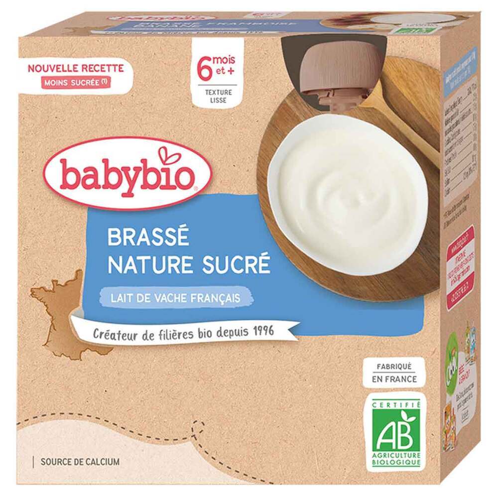 Babybio - Brassé nature sucré gourde dès 6 mois 4x85g