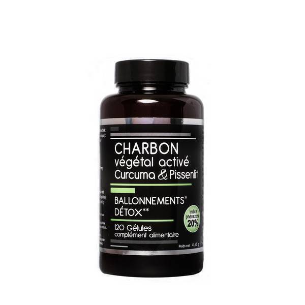 NutriVie - Charbon végétal activé Curcuma Pissenlit Détox 120 gélules