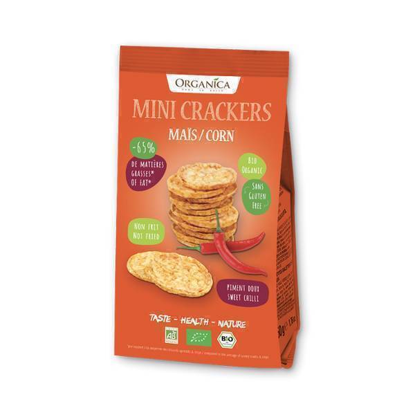 Organica - Mini crackers bio maïs piment doux 50g Organica - Mini crackers bio maïs piment doux 50g