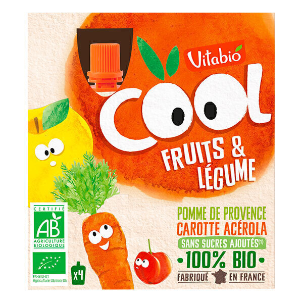 Vitabio - Compote Pomme carotte gourde 4x90g Vitabio - Compote Pomme carotte gourde 4x90g