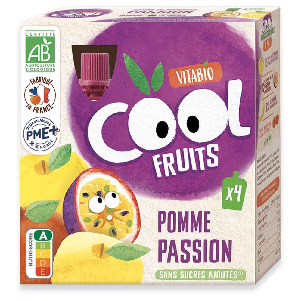 Vitabio - Compotes cool fruits pomme passion 4x90g
