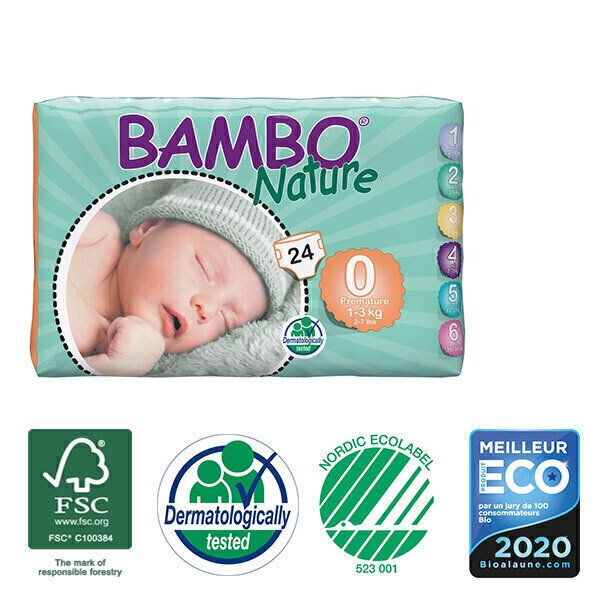 Bambo Nature - 24 couches jetables T0 Premature 1-3 Kg
