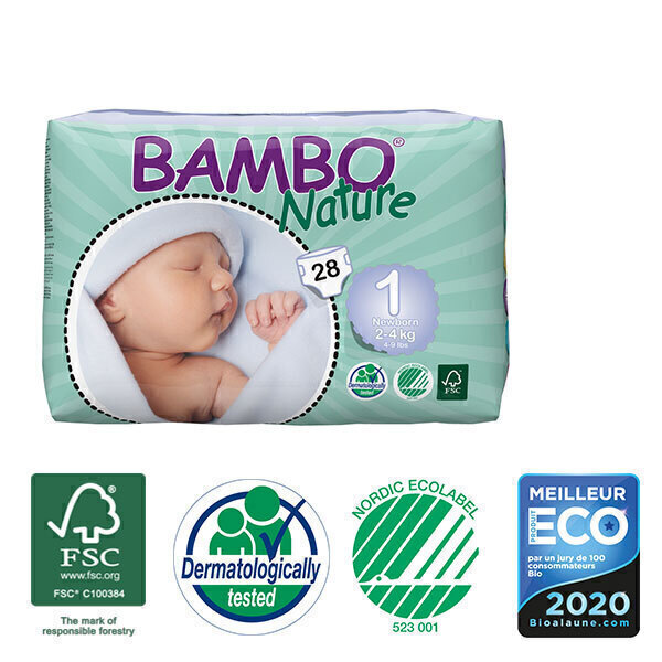 Bambo Nature - Pack 3 paquets 28 couches jetables T1 Newborn 2-4 Kg Bambo Nature - Pack 3 paquets 28 couches jetables T1 Newborn 2-4 Kg