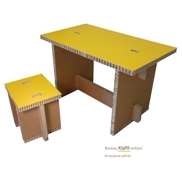 Cartonstyl - Bureau enfant Kipfit en carton - Brut et Jaune Cartonstyl - Bureau enfant Kipfit en carton - Brut et Jaune