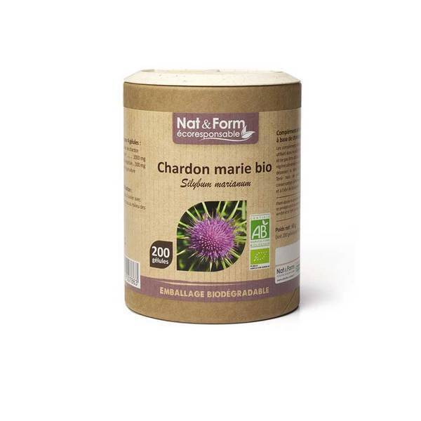 Nat & Form - Chardon Marie bio x 200 gélules Nat & Form - Chardon Marie bio x 200 gélules