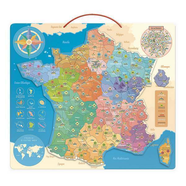 Vilac - Carte de France éducative en bois - Dès 6 ans Vilac - Carte de France éducative en bois - Dès 6 ans