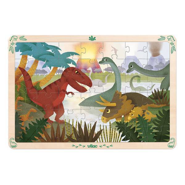 Vilac - Grand puzzle les dinosaures 42 pièces en bois - Dès 4 ans Vilac - Grand puzzle les dinosaures 42 pièces en bois - Dès 4 ans