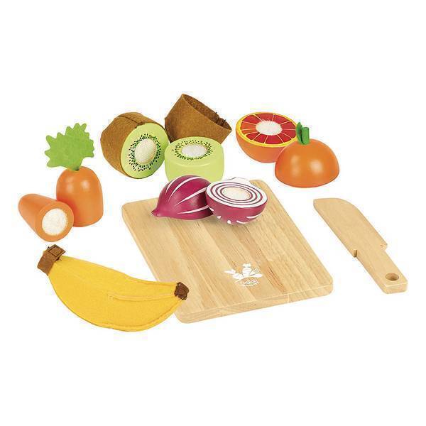 fruits légumes en bois à découper