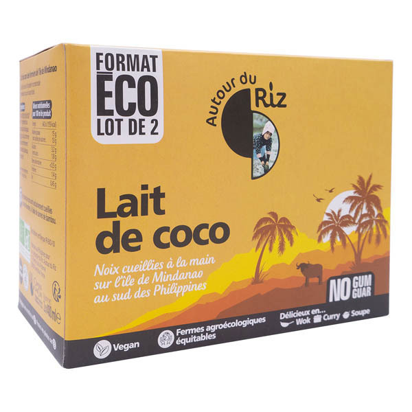 Autour du Riz - Lait de coco équitable format économique 2x400ml