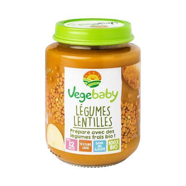 Vegebaby - Pot Purée de légumes-lentilles bio bébé 190G