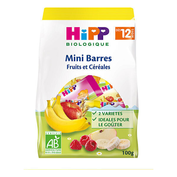 HiPP - Mini barres fruits et cereales des 12 mois 100g