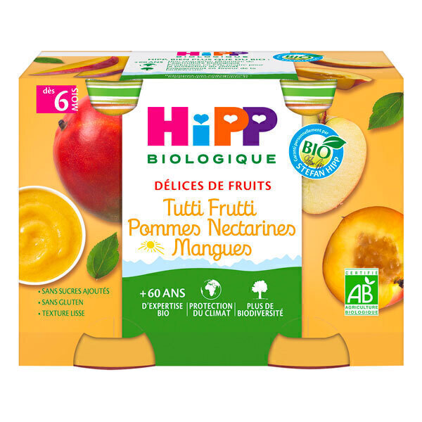 HiPP - Tutti frutti pommes nectarines mangues dès 6 mois - 2x190g