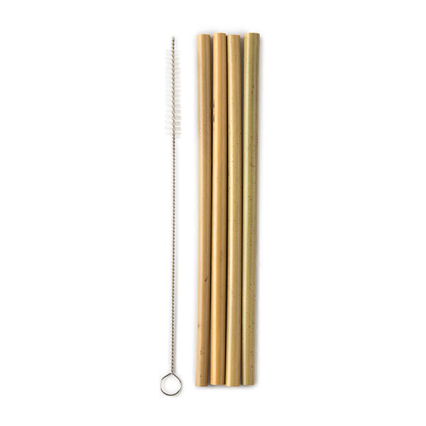 Humble brush - Lot de 4 pailles en bambou avec goupillon 19,5cm