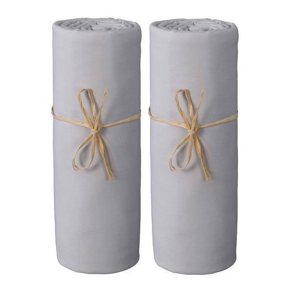 P'tit Basile - 2 draps-housses Jersey coton bio 60x120cm - Gris perle P'tit Basile - 2 draps-housses Jersey coton bio 60x120cm - Gris perle