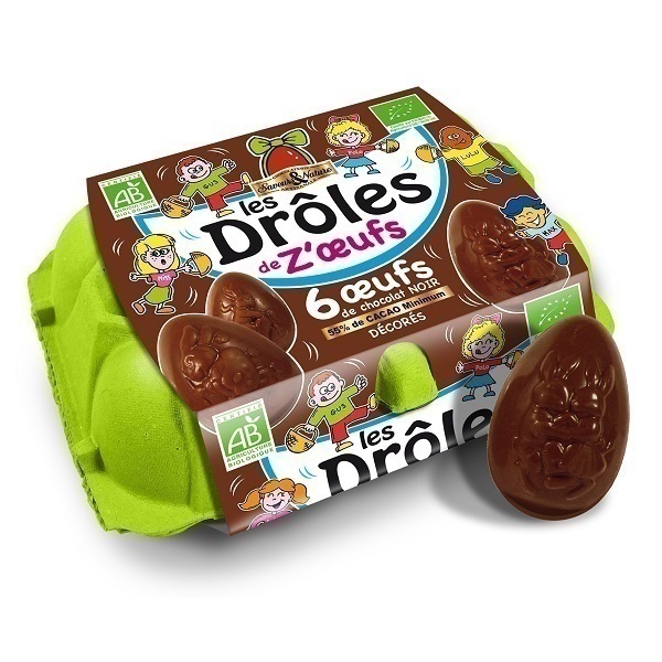 Saveurs & Nature - Boite de 6 œufs au chocolat noir 55% cacao 90g Saveurs & Nature - Boite de 6 œufs au chocolat noir 55% cacao 90g