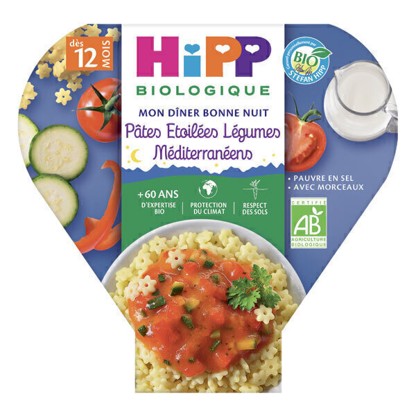 HiPP - 1 assiette pâtes légumes méditerranée Mon Diner Bonne Nuit