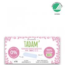 Tadam' - 16 Tampons en Coton BIO Non-Irritants, Mini