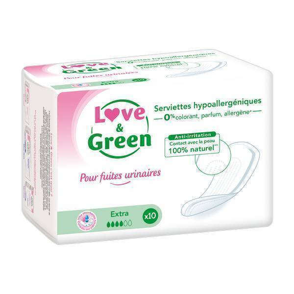 Love & Green - 10 Serviettes incontinence Extra