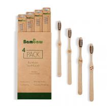 Bambaw - Pack de 4 brosses à dents en bambou Moyen