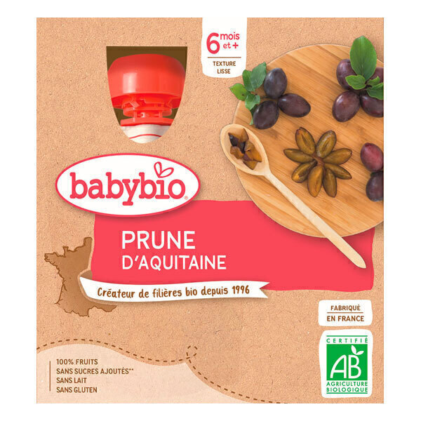 Babybio - Gourde à la Prune d'Aquitaine 4x90g