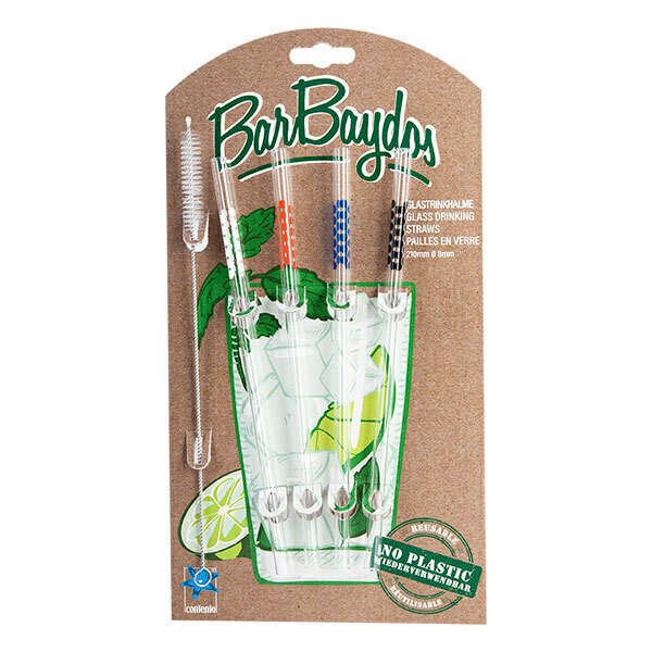 BarBaydos - Set de 4 pailles droites en verre colorées 21cm BarBaydos - Set de 4 pailles droites en verre colorées 21cm