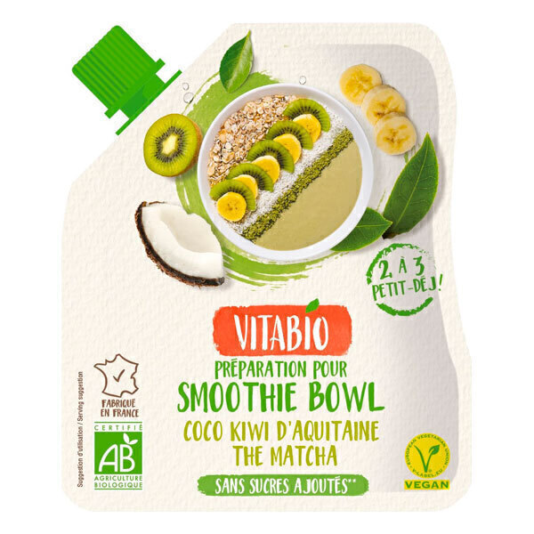 Vitabio - Base pour smoothie bowl - Coco, kiwi et thé matcha 350g Vitabio - Base pour smoothie bowl - Coco, kiwi et thé matcha 350g
