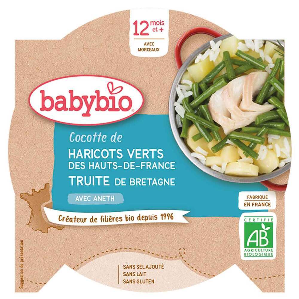 Babybio - Cocotte haricots verts truite de Bretagne dès 12 mois - 230g
