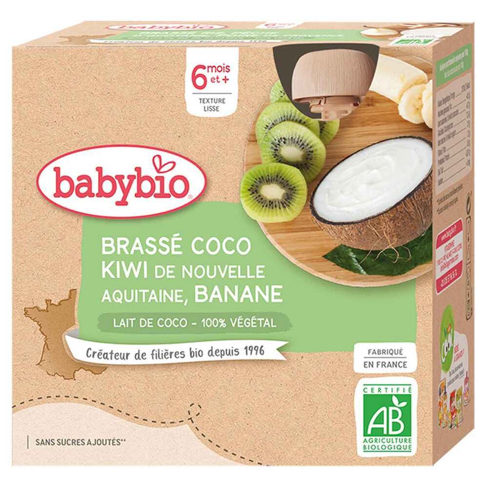 Babybio - Gourde brassées au lait de coco kiwi banane dès 6 mois - 4x85g