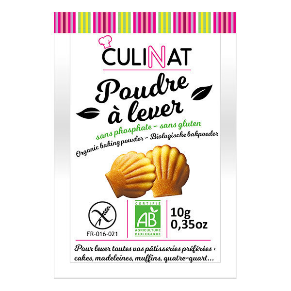 Culinat - Poudre à lever sans phosphate sans gluten 8X10g