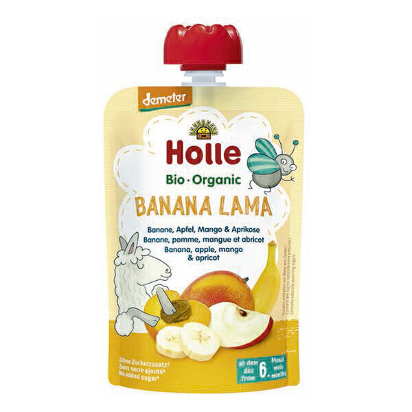 Holle - Gourde Banana Lama banane pomme mangue et abricot 100g