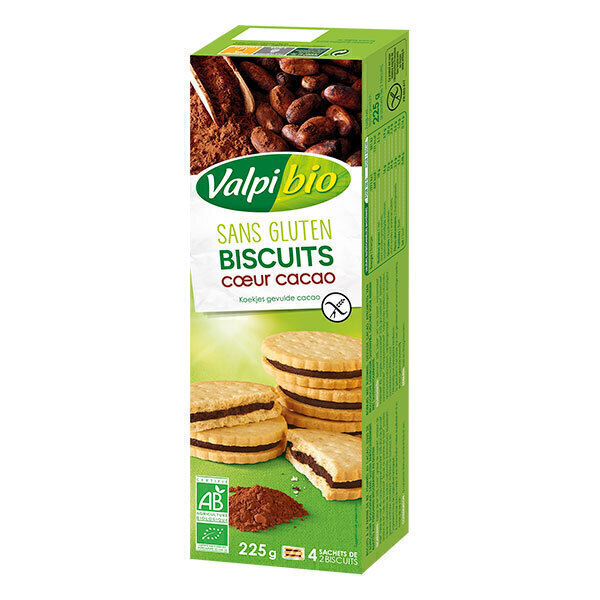 Valpibio - Biscuits fourrés cacao sans gluten 225g