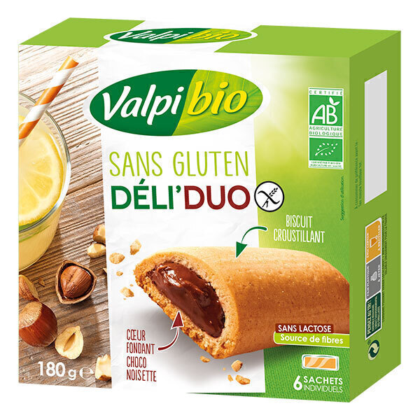 Valpibio - Biscuits Déli'Duo coeur chocolat noisette sans gluten 180g